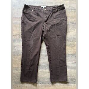 Laura Ashley women’s plus size 18W brown career work ankle length pants slacks